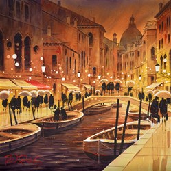 Shoppers, Venice by Peter J Rodgers - Original Painting on Paper sized 20x20 inches. Available from Whitewall Galleries